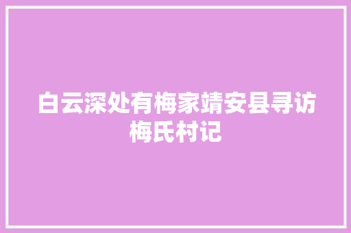白云深处有梅家靖安县寻访梅氏村记
