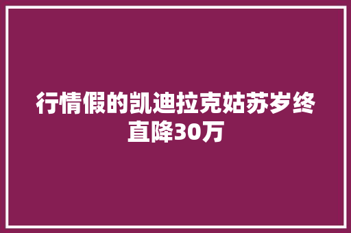 行情假的凯迪拉克姑苏岁终直降30万