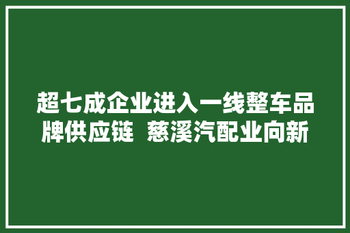 超七成企业进入一线整车品牌供应链  慈溪汽配业向新而行