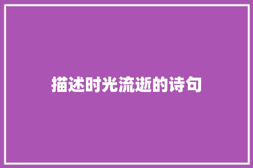 描述时光流逝的诗句