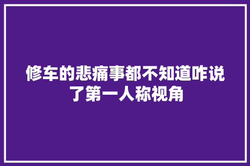 修车的悲痛事都不知道咋说了第一人称视角