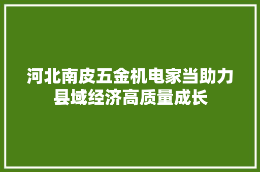 河北南皮五金机电家当助力县域经济高质量成长