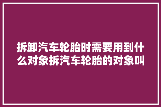 拆卸汽车轮胎时需要用到什么对象拆汽车轮胎的对象叫什么