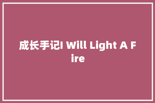 成长手记I Will Light A Fire