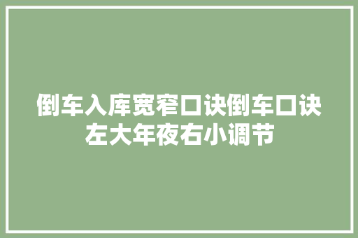 倒车入库宽窄口诀倒车口诀左大年夜右小调节