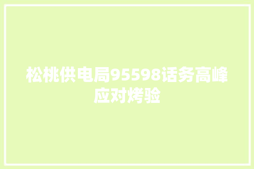 松桃供电局95598话务高峰应对烤验