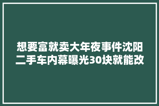 想要富就卖大年夜事件沈阳二手车内幕曝光30块就能改里程
