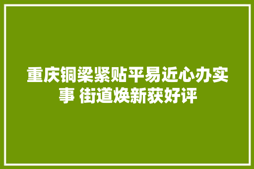 重庆铜梁紧贴平易近心办实事 街道焕新获好评