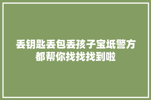 丢钥匙丢包丢孩子宝坻警方都帮你找找找到啦
