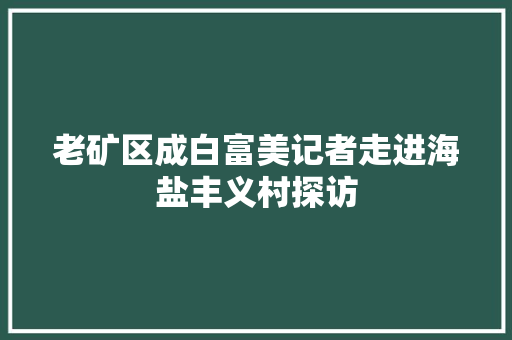 老矿区成白富美记者走进海盐丰义村探访