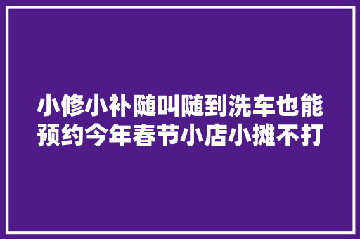 小修小补随叫随到洗车也能预约今年春节小店小摊不打烊