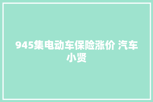 945集电动车保险涨价 汽车小贤