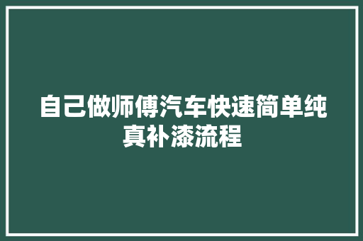 自己做师傅汽车快速简单纯真补漆流程