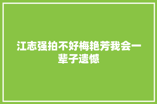 江志强拍不好梅艳芳我会一辈子遗憾
