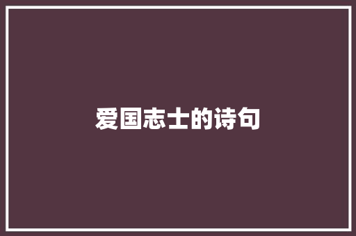 爱国志士的诗句