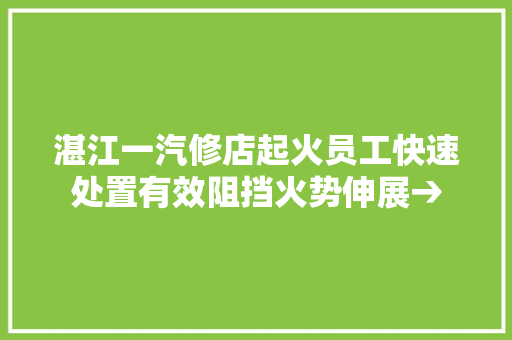 湛江一汽修店起火员工快速处置有效阻挡火势伸展→