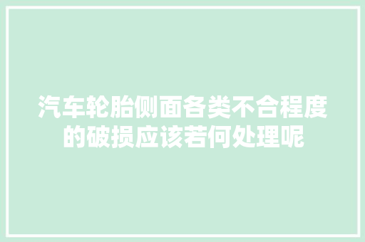 汽车轮胎侧面各类不合程度的破损应该若何处理呢