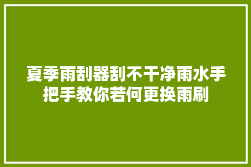 夏季雨刮器刮不干净雨水手把手教你若何更换雨刷