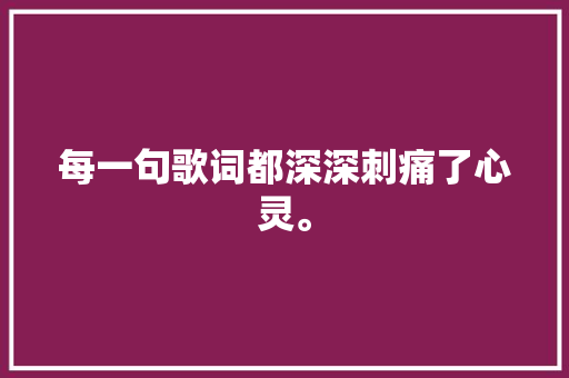 每一句歌词都深深刺痛了心灵。