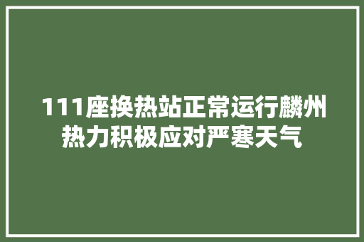 111座换热站正常运行麟州热力积极应对严寒天气