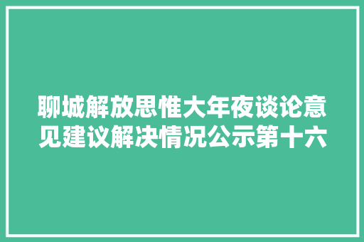 聊城解放思惟大年夜谈论意见建议解决情况公示第十六批