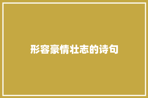 形容豪情壮志的诗句