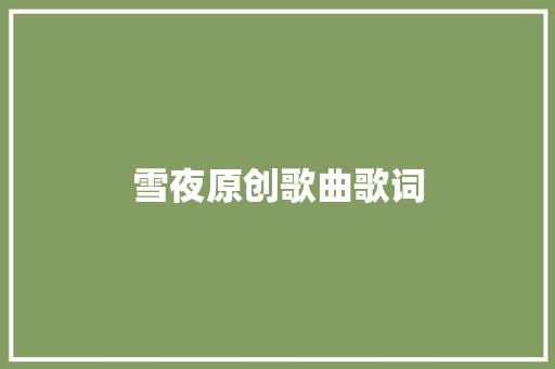 雪夜原创歌曲歌词