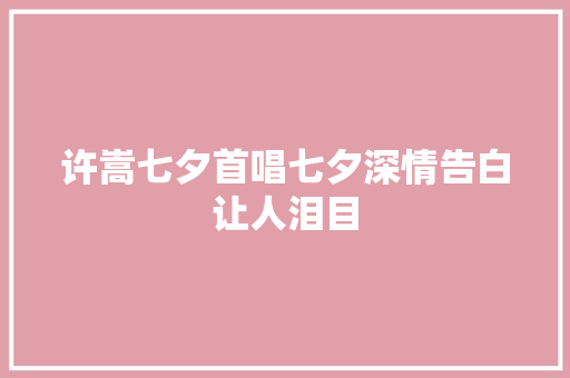 许嵩七夕首唱七夕深情告白让人泪目 休闲娱乐