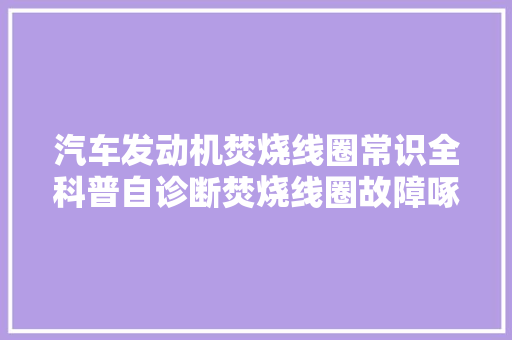 汽车发动机焚烧线圈常识全科普自诊断焚烧线圈故障啄木鸟大年夜师