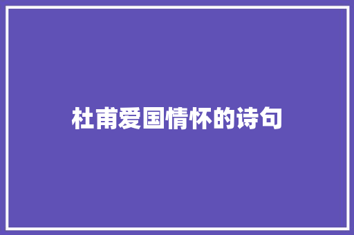 杜甫爱国情怀的诗句 知识百科