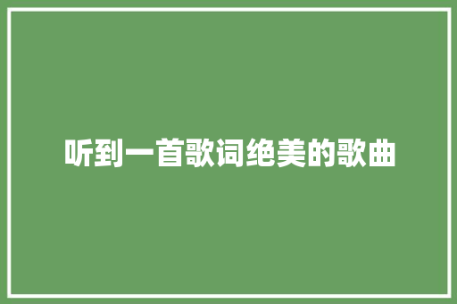 听到一首歌词绝美的歌曲