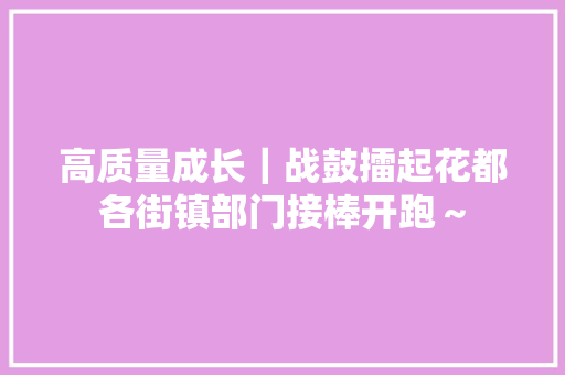 高质量成长｜战鼓擂起花都各街镇部门接棒开跑～