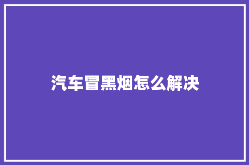 汽车冒黑烟怎么解决