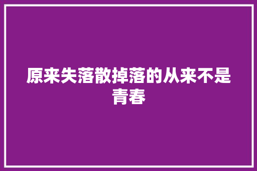 原来失落散掉落的从来不是青春