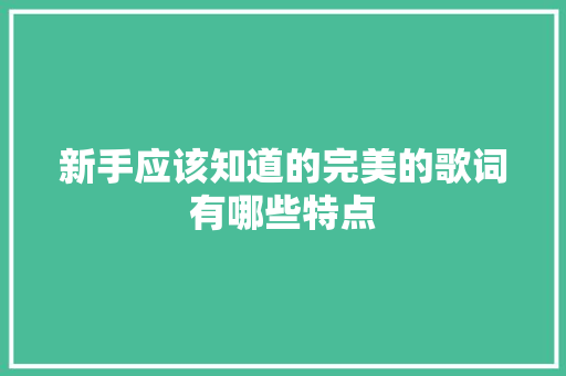 新手应该知道的完美的歌词有哪些特点