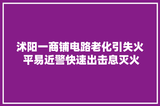 沭阳一商铺电路老化引失火 平易近警快速出击息灭火势