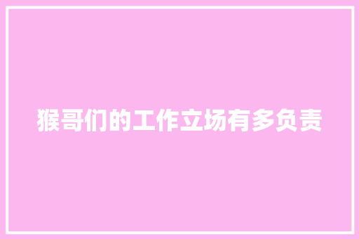 猴哥们的工作立场有多负责