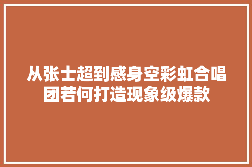 从张士超到感身空彩虹合唱团若何打造现象级爆款