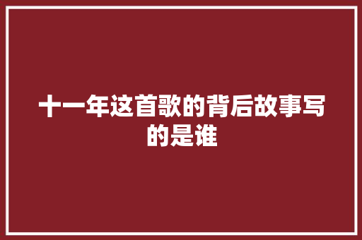 十一年这首歌的背后故事写的是谁