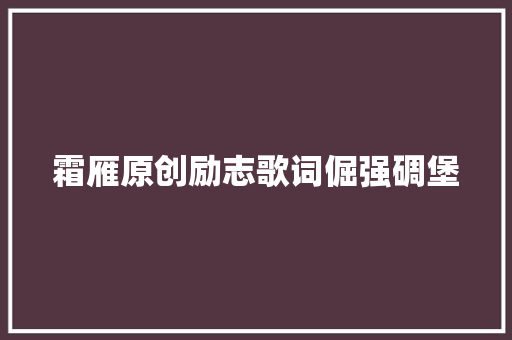 霜雁原创励志歌词倔强碉堡