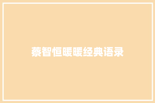 蔡智恒暖暖经典语录