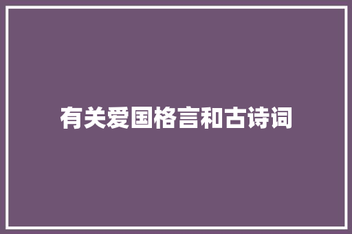 有关爱国格言和古诗词