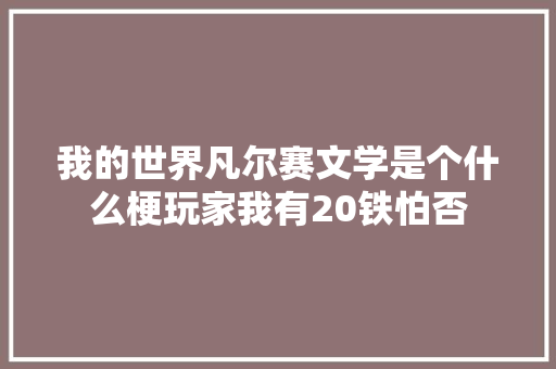 我的世界凡尔赛文学是个什么梗玩家我有20铁怕否