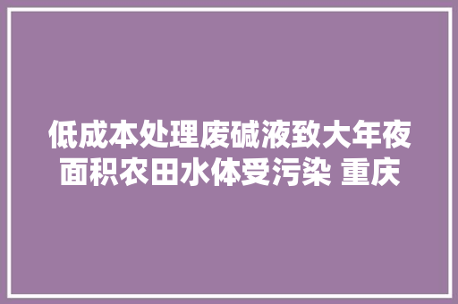 低成本处理废碱液致大年夜面积农田水体受污染 重庆大年夜足查处一路违法倾倒危废案