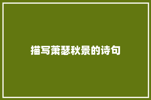 描写萧瑟秋景的诗句