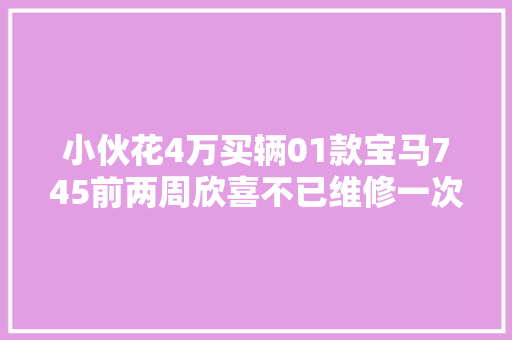 小伙花4万买辆01款宝马745前两周欣喜不已维修一次后心在颤抖