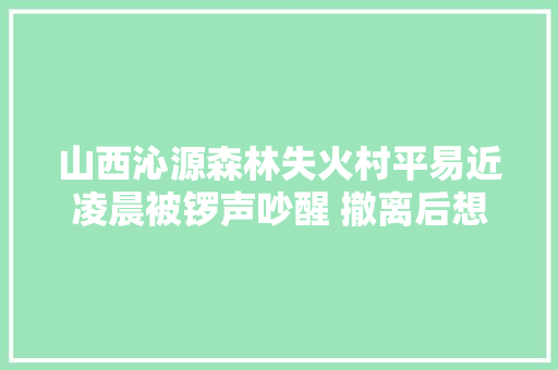 山西沁源森林失火村平易近凌晨被锣声吵醒 撤离后想念家畜