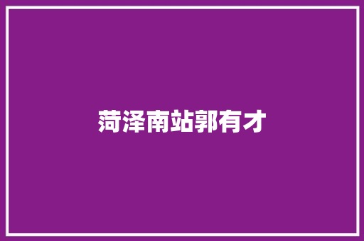 菏泽南站郭有才