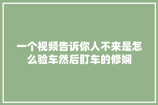 一个视频告诉你人不来是怎么验车然后盯车的修娴