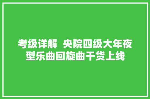 考级详解  央院四级大年夜型乐曲回旋曲干货上线